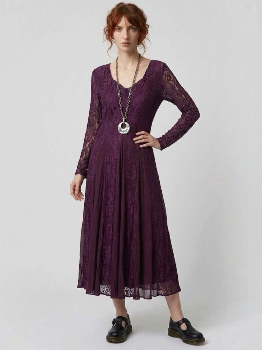 Vintage 90s Nostalgia Whimsigoth Witchy Floral Lace Midi Dress Sz S Fairy Grunge